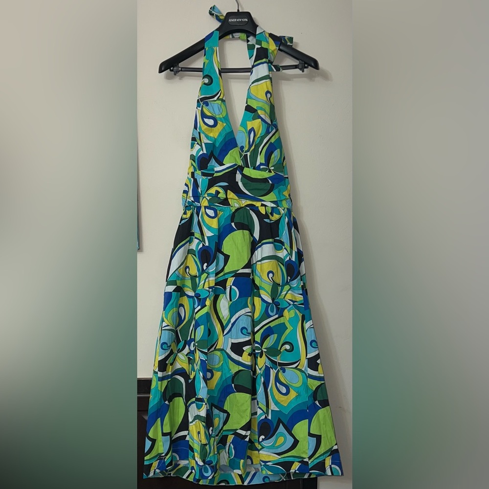 NWT Boston Proper Halter Multicolor Backless Dress with Pockets! Size 8